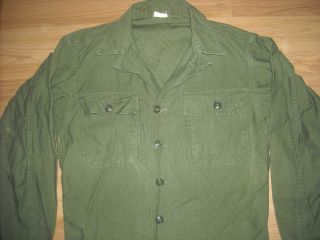 Vtg 60s Mens Small Vietnam Us Army Military Button Field Shirt