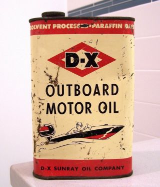Vintage C.  1950s D - X Outboard Motor Oil 1 Quart Can From Tulsa,  Oklahoma