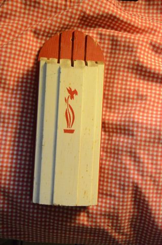 Vintage Art Deco Wood Kitchen Knife Rack Holder 1930s - 40s Primitive Red White