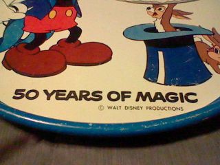 Vintage 1970`S Walt Disney Mickey Mouse 50th Birthday Metal Tray 2