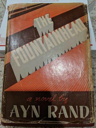 Ayn Rand The Fountainhead 1943 Early Edition Red Binding W/dust Jacket W/errors