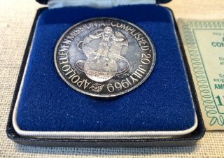Vintage 1969 Apollo 11 Moon Landing.  999 Fine Silver Commemorative Medal 1 Ounce