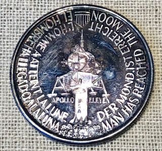 Vintage 1969 Apollo 11 Moon Landing.  999 Fine Silver Commemorative Medal 1 Ounce 7