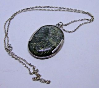 Vintage Edinburgh Silver And Agate Pendant On Chain