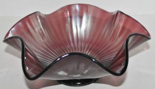 Vintage Northwood Carnival Glass Amethyst Purple Stippled Rays Bowl - 8 3/8 " - Euc