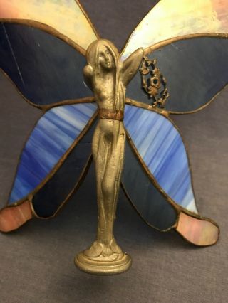 Vintage Pewter Fairy Butterfly Leaded Stained Glass Wings Fantasy Suncatcher Odd