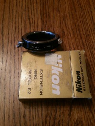 Vintage Nikon F Extension Ring Model E - 2 with Box & user guide 2