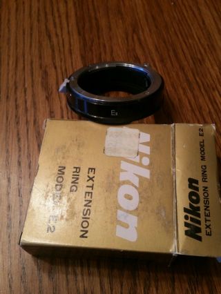 Vintage Nikon F Extension Ring Model E - 2 with Box & user guide 3
