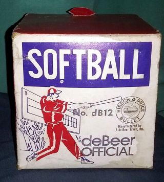 Vintage Official Debeer Softball Db12 Nib Hirsch & Price Bullet