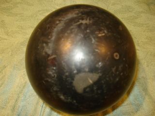 Vintage Duckpin Bowling Ball Black W/gray/silver Swirl Clouds 3 Pounds 8 Ounces