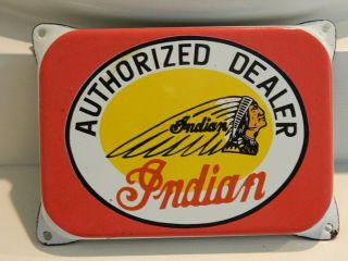 Vintage Indian Motorcycle Dealer Plaque Great Shape And Colorful