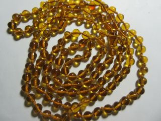 Vintage Amber Glass Bead Necklace Knotted Flapper