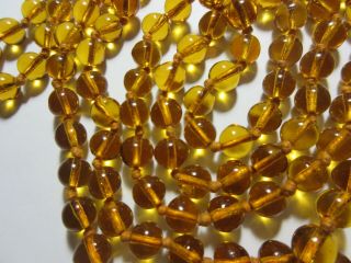 VINTAGE AMBER GLASS BEAD NECKLACE KNOTTED FLAPPER 3