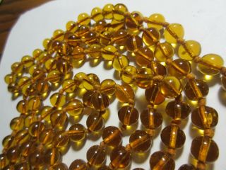 VINTAGE AMBER GLASS BEAD NECKLACE KNOTTED FLAPPER 4