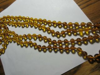 VINTAGE AMBER GLASS BEAD NECKLACE KNOTTED FLAPPER 5