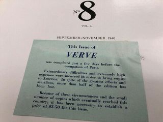 1940 PUBLICATION - VERVE - THE FRENCH REVIEW OF ART Nos.  5,  6,  7,  8 2