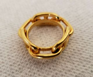 Vtg Authentic Hermes Gold Tone Ring Chaine D 