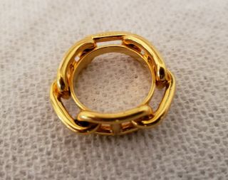 VTG AUTHENTIC HERMES GOLD TONE RING CHAINE D ' ANCRE for SCARVES/WRAPS NO BOX 2