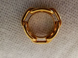 VTG AUTHENTIC HERMES GOLD TONE RING CHAINE D ' ANCRE for SCARVES/WRAPS NO BOX 5