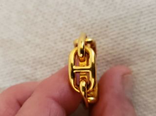 VTG AUTHENTIC HERMES GOLD TONE RING CHAINE D ' ANCRE for SCARVES/WRAPS NO BOX 7