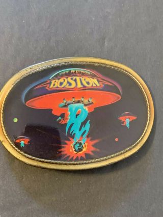 Vintage 1977 Boston Rock Band Pacifica Belt Buckle Space Ships Rock N Roll