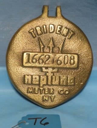 Vintage Brass Neptune Meter Co.  Water Meter Lid - Trident - York - Steampunk Art