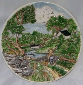 Vintage Euc Country Scene Byron Molds 1972 Large Decorative Wall Plate