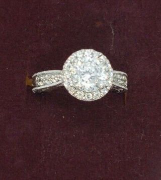 Vintage Silver Ladies Tacori Cubic Zirconia Cluster Ring.  Size I 1/2.
