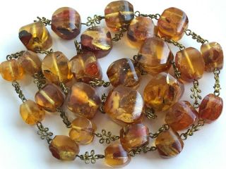 Vintage Butterscotch / Egg Yolk Baltic Amber Beads Necklace 87 Gr