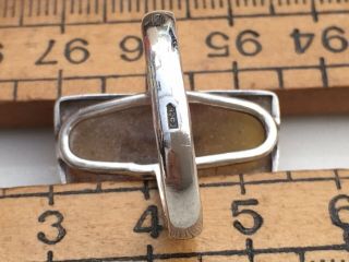 Good Vintage Silver And Amber Ring,  Interesting Hallmarks 5