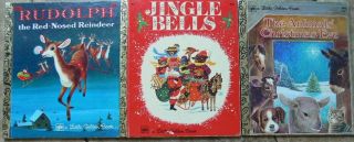 3 Vintage Little Golden Books Jingle Bells,  Rudolph The Red - Nosed Reindeer,