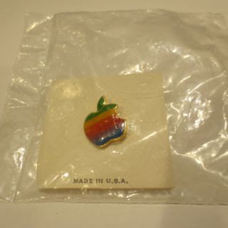 Authentic vintage Apple Computer colored Logo lapel pin 1980 ' s 2