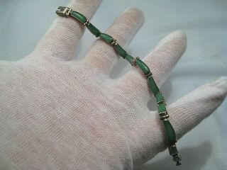 Vintage Jade/Jadite Sterling Silver Bracelet.  Signed 950 Mexico.  71/2,  11g.  16 2