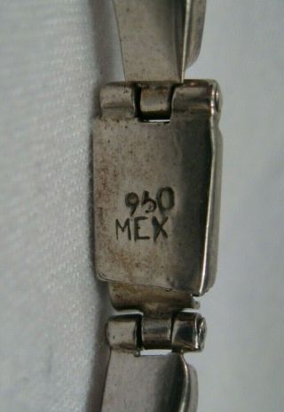 Vintage Jade/Jadite Sterling Silver Bracelet.  Signed 950 Mexico.  71/2,  11g.  16 4