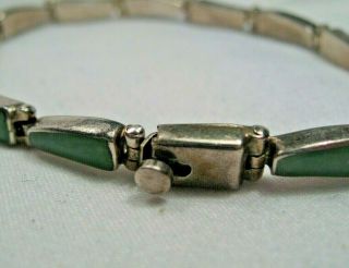 Vintage Jade/Jadite Sterling Silver Bracelet.  Signed 950 Mexico.  71/2,  11g.  16 5