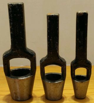 Vintage Osborne Leather Hole Punch Tools - 1 1/4 " 1 " 3/4 " - Set Of 3