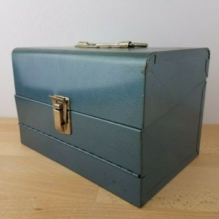 Vintage 8mm Film Reel Storage Box - Blue Metal Box - Vintage Film