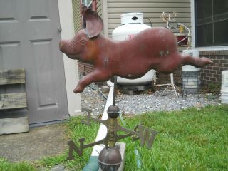 Vintage Copper Pig Or Hog Weathervane Fresh Off The Roof 26 Inches