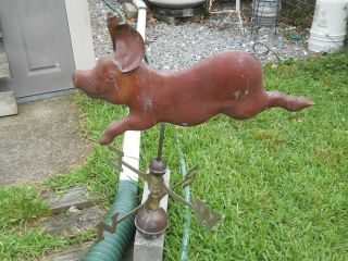 VINTAGE COPPER PIG OR HOG WEATHERVANE FRESH OFF THE ROOF 26 INCHES 3