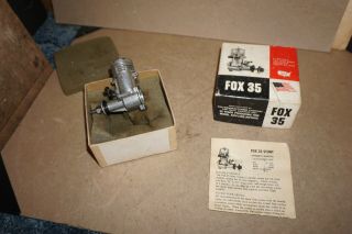 Vintage Fox 35 Stunt Rc Remote Control Airplane Model Toy Engine Motor