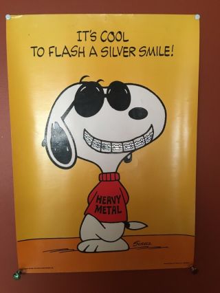 Snoopy Vintage Braces Hallmark Poster” It’s Cool To Flash A Silver Smile ”