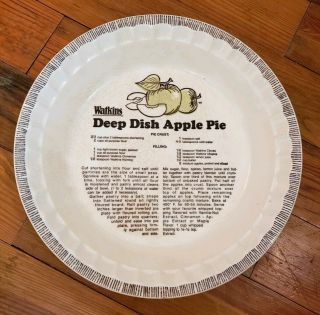 Vintage Watkins Ceramic Deep Dish Apple Pie 11 Inch Pan Plate 1982