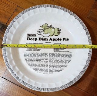 VINTAGE WATKINS Ceramic Deep Dish Apple Pie 11 inch Pan Plate 1982 4