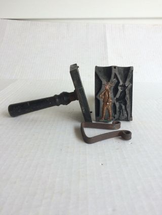 Vintage Handheld Metal Brass Mold For Lead Pewter Toy Army Soldiers Figures