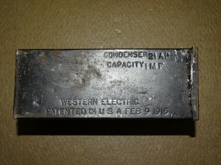 Western Electric Type 21ap Condenser,  1 Mfd,  Black,  Good