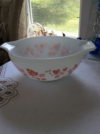 Vintage White & Pink Gooseberry Cinderella Pyrex 443 Mixing Bowl 2.  5 Qt