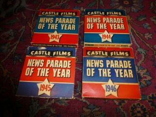 Four 16mm Wwii Castle Films News Parade Of The Year Complete 1943 44 45 46