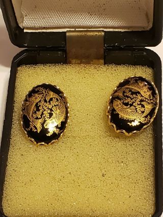 Stunning Vintage Koi Fish Asian Oriental Earrings Gold?