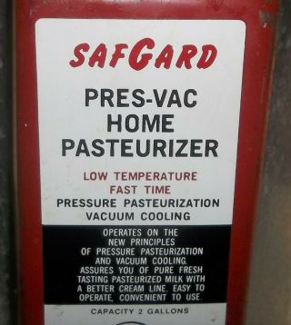 VTG 2 Gallon SAFGARD Pres/Vac Low Temp Fast Time Pasteurizer by Schueler Co. 2