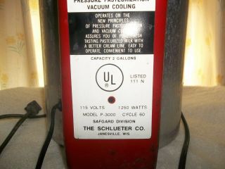 VTG 2 Gallon SAFGARD Pres/Vac Low Temp Fast Time Pasteurizer by Schueler Co. 4